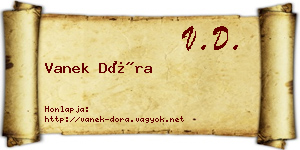 Vanek Dóra névjegykártya